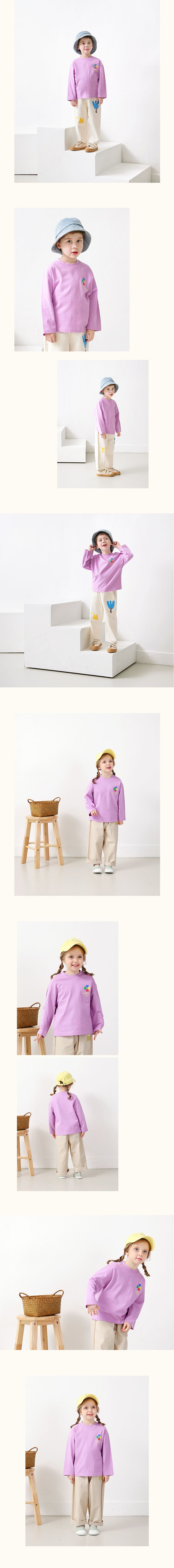 韓國 WALTON kids - 四葉幸運草印長袖上衣-米白