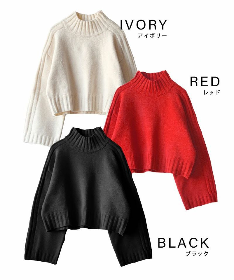 日本 zootie - 寬鬆立領羅紋針織短版毛衣-白