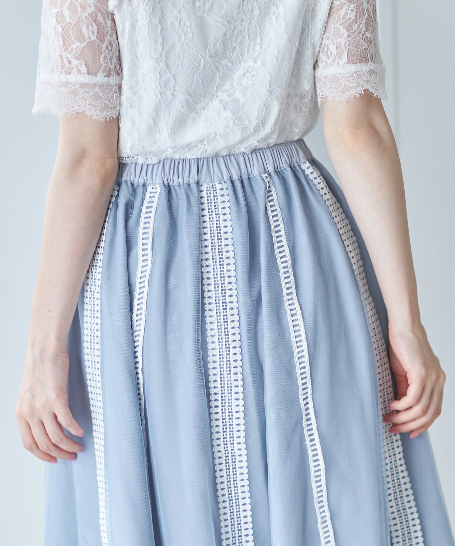 日本 tocco-closet - 夢幻優雅層次紗裙-冰河灰