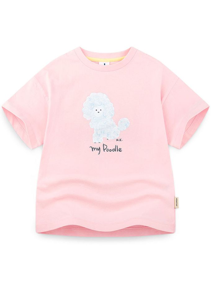 韓國 Jelispoon - 可愛狗狗印短袖上衣-波斯頓犬-淺黃