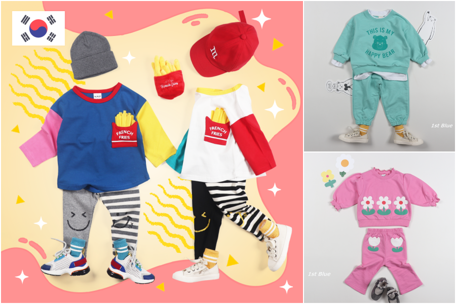 韓國 First Blue - 微笑素色T-粉紫