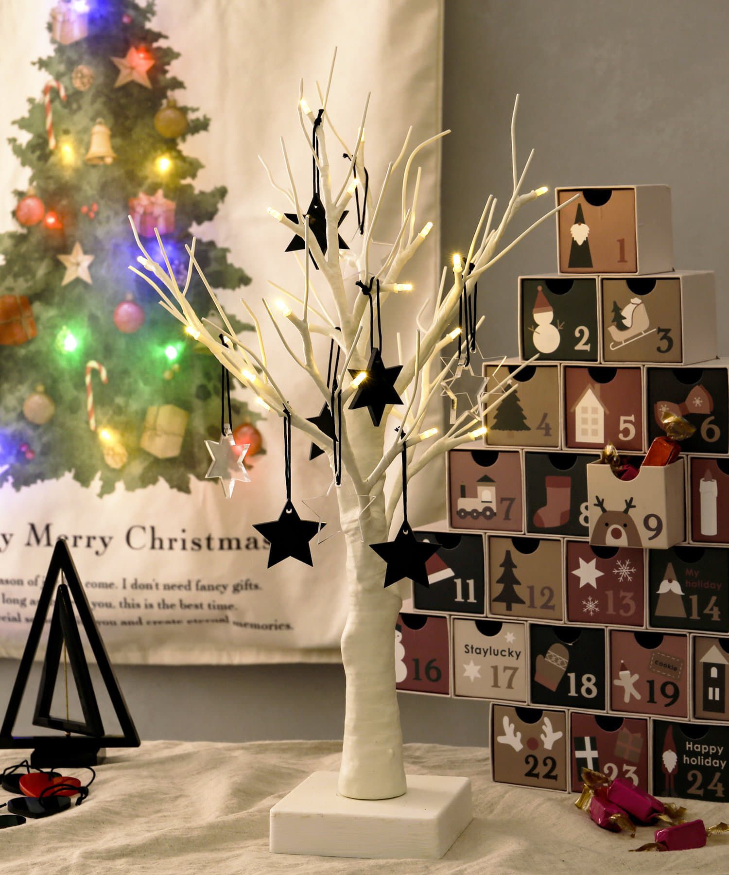 日本代購 - [期間限定] 聖誕氣氛裝飾分枝樹/擺飾-白