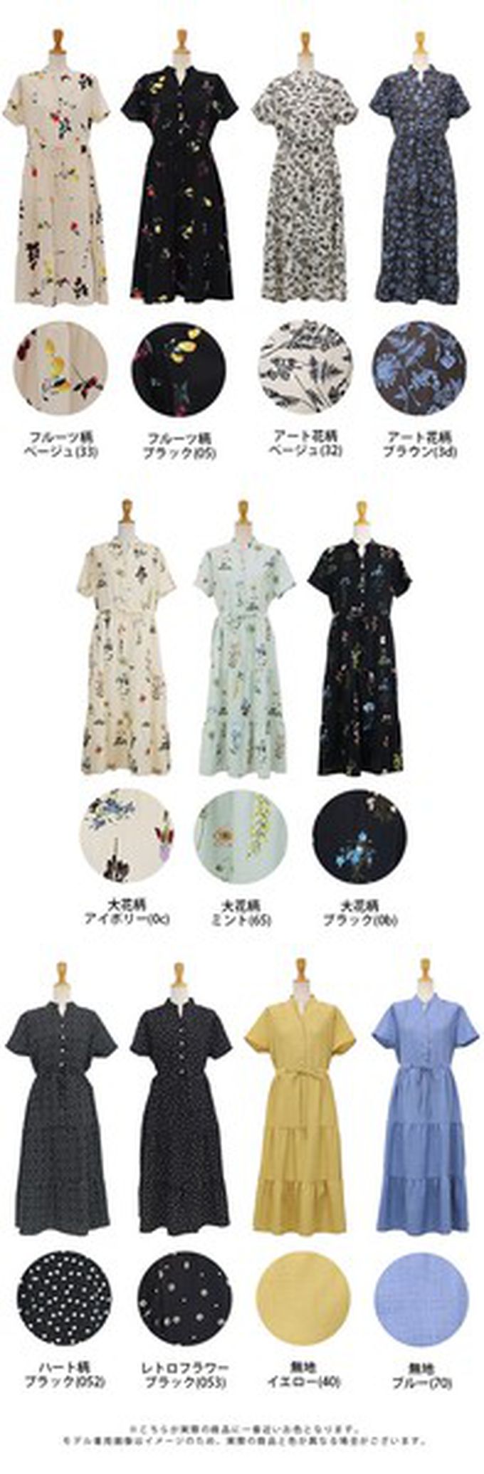 日本 BLUE EAST - [推薦]接觸冷感 氣質排釦短袖洋裝-藝術花卉-卡其杏