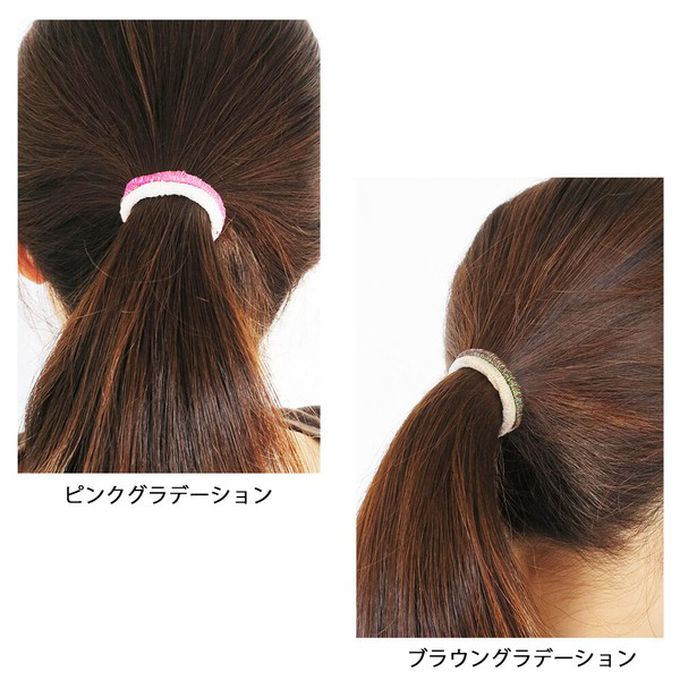 日本 Melody Accessory - 日本製 專利耐用漸層金蔥髮圈(5入組)-粉紅