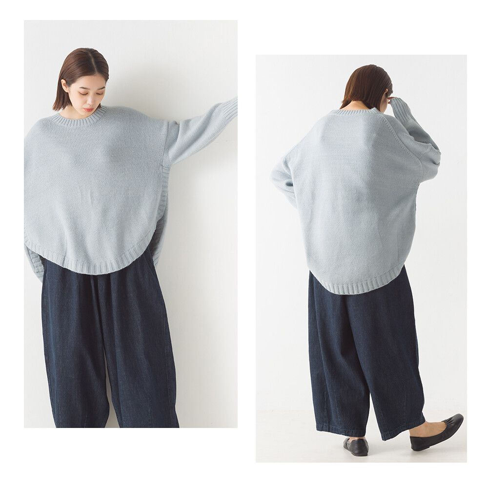 日本 OMNES - 羊毛混前短後長百搭毛衣-米杏