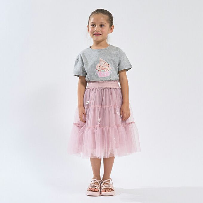 日本 Lycee mine - 100%棉 甜蜜印花短袖上衣-白色小狗-淺藍