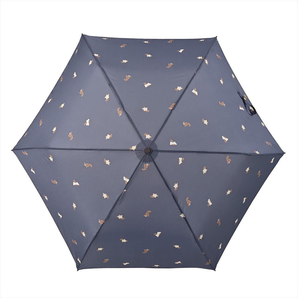 日本 nifty colors - 抗UV輕量 晴雨兩用折疊傘-小飛鼠-深藍 (直徑88cm/158g)