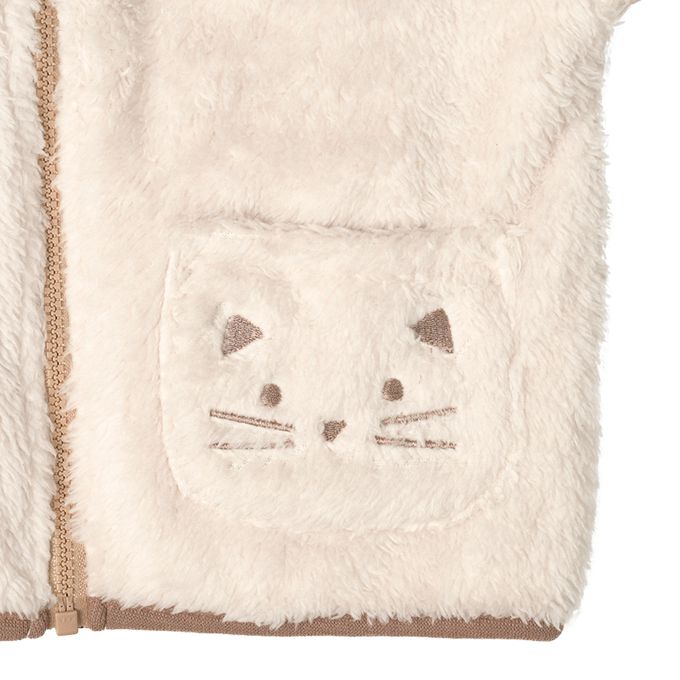 akachan honpo - 刷毛夾克-小貓口袋-象牙白色