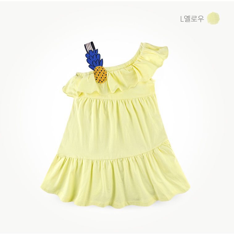 韓國 milk mile - 鳳梨裝飾斜肩度假洋裝-綠