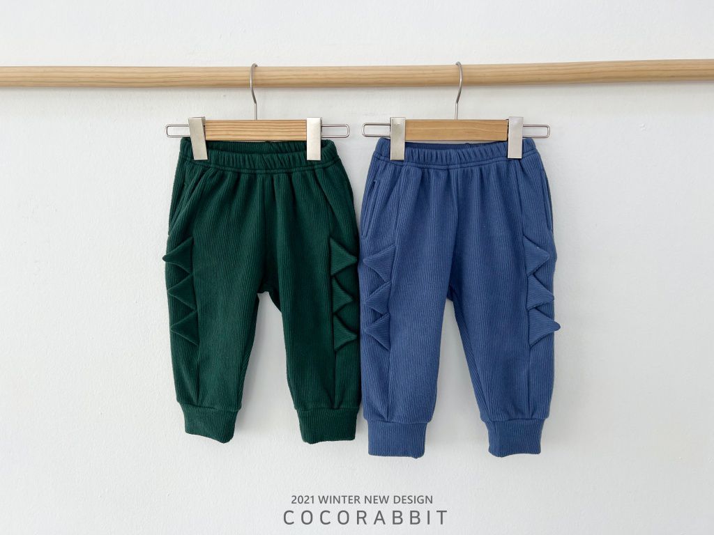 韓國 Coco rabbit - (裏起毛)恐龍背鰭縮口長褲-綠