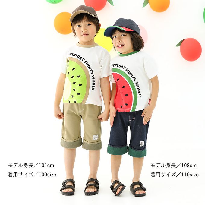 日本 ZOOLAND - 可愛水果口袋反摺造型短褲-西瓜-深藍