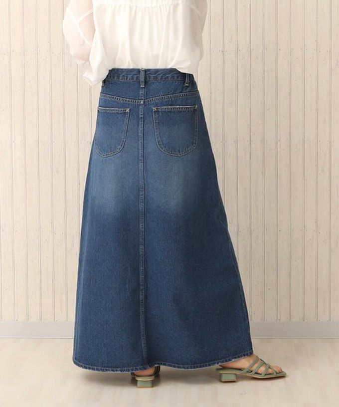 日本女裝代購 - 經典厚磅A字牛仔長裙(高個媽咪推薦)-刷色黑