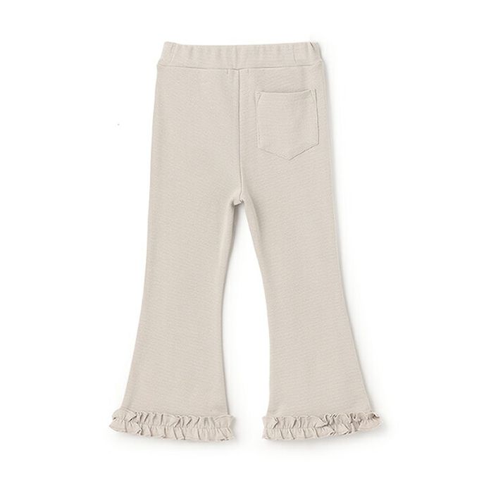 日本 Lycee mine - 彈力荷葉邊微喇叭長褲-黑