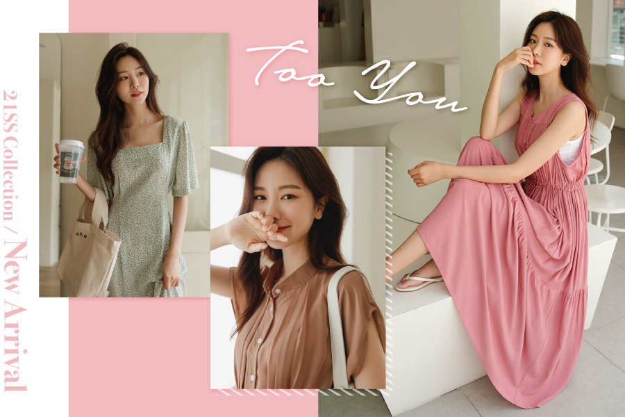 韓國 Urbantheroom - 春日小花朵泡泡袖縮腰長洋裝-天藍 (Free)