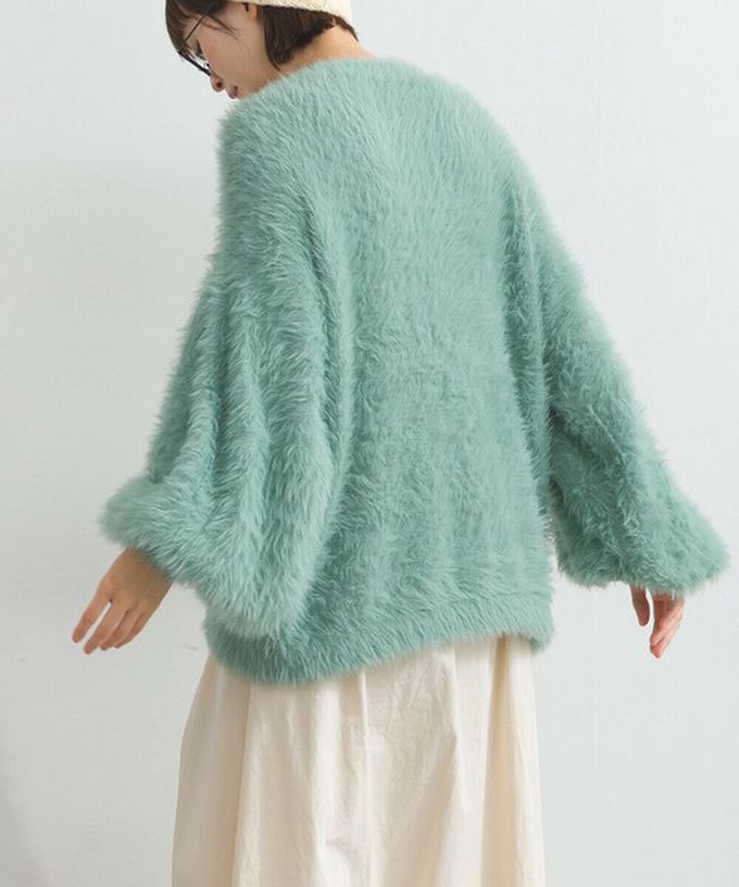 日本 Lupilien - 柔和蓬鬆毛海繭型針織開襟衫/外套-炭灰