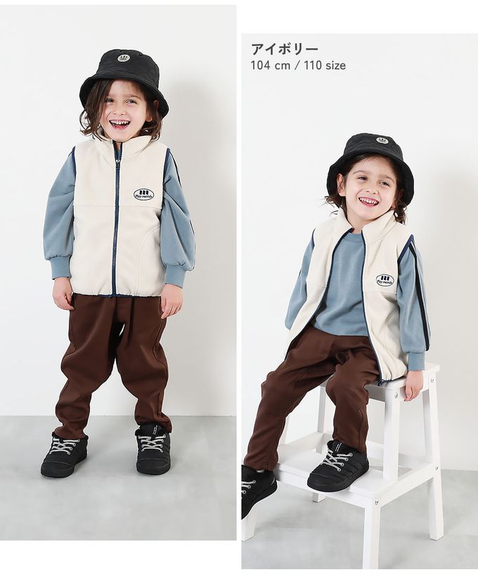 日本 devirock - logo刺繡搖粒絨小立領拉鍊背心-黑x紫