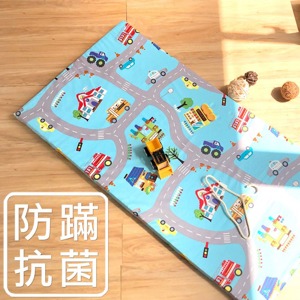 鴻宇 HongYew - 嬰兒幼童乳膠床墊+布套組-交通樂園-藍色 (60x120x4 cm)