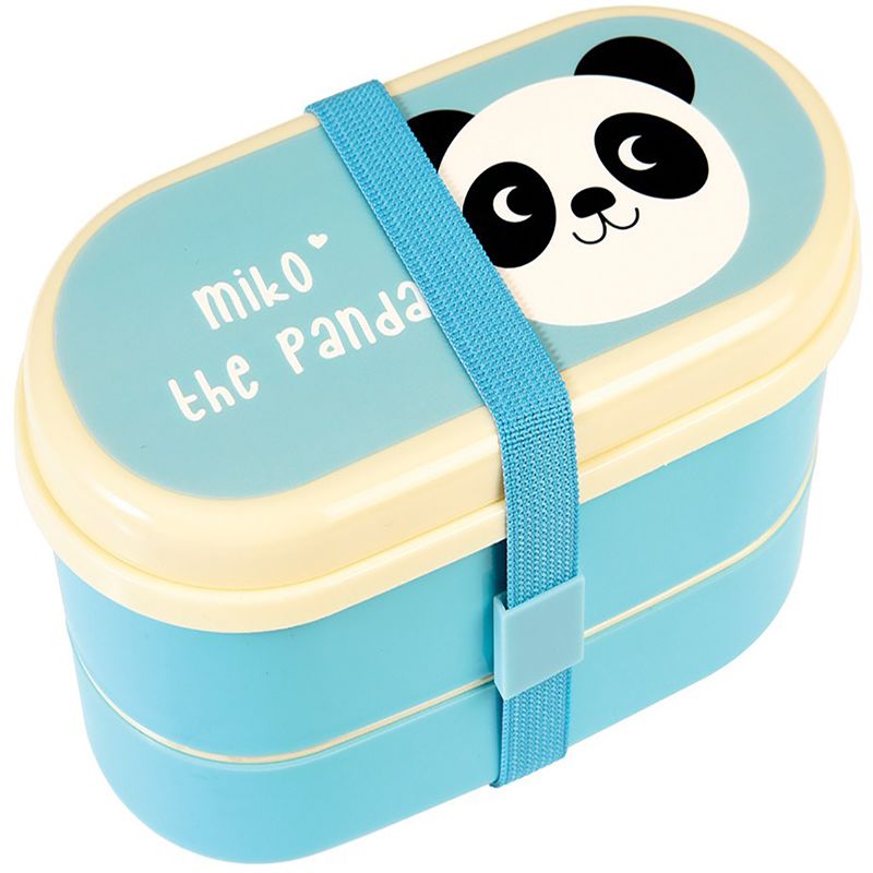 英國 Rex London - 圓形三層午餐盒/便當盒/野餐盒(附2入餐具)-可愛熊貓