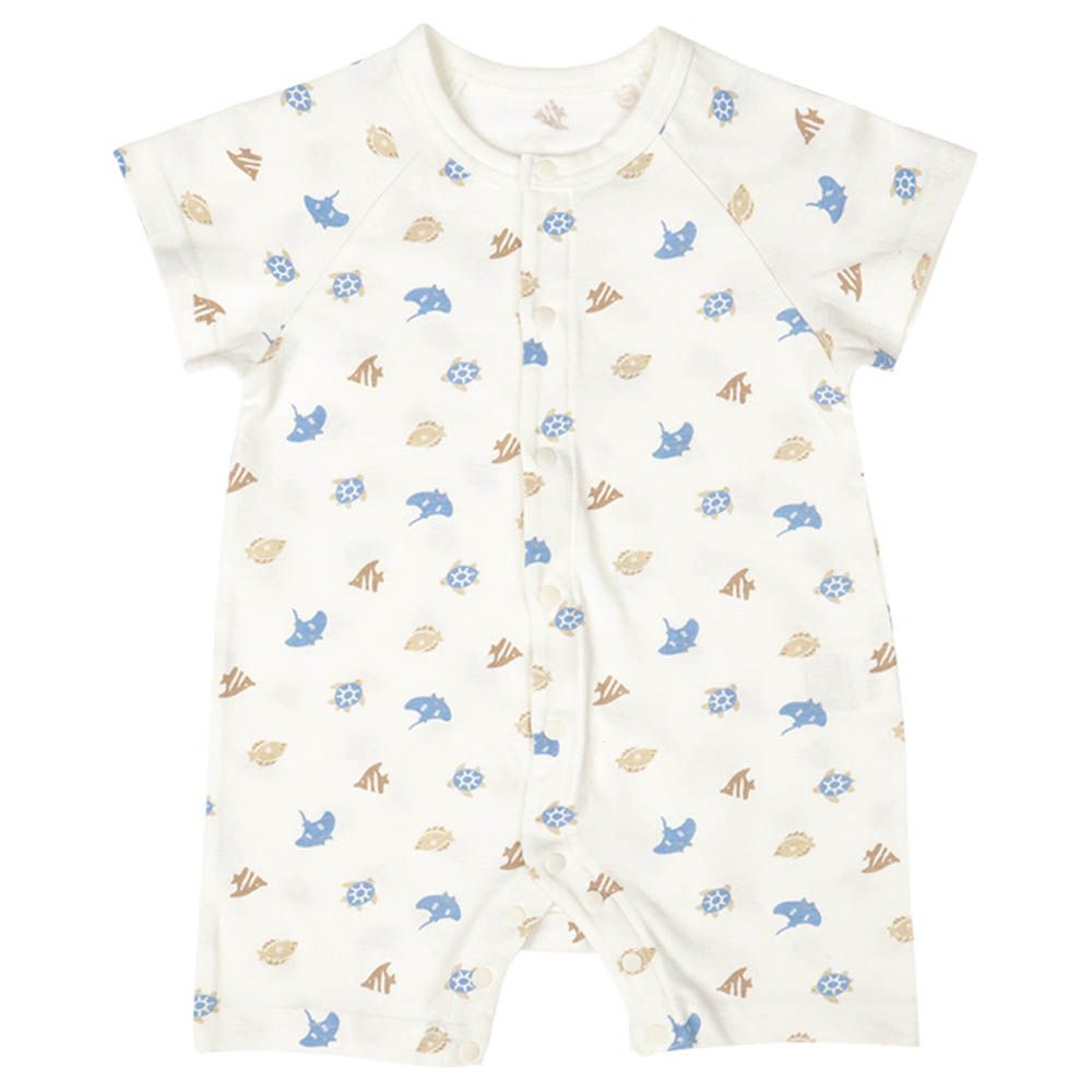 短袖連身衣-海洋生物-象牙白色