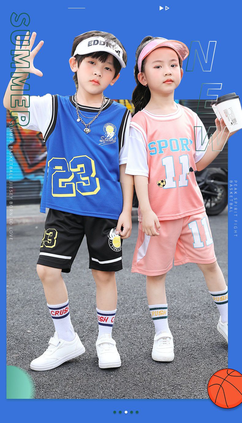 假兩件兒童速乾短袖運動套裝-數字11-綠色