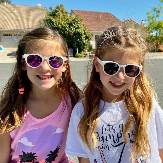 美國 Roshambo - 繽紛視界時尚墨鏡-圓框-幼童款-純淨白(偏光藍) (2-5Y)