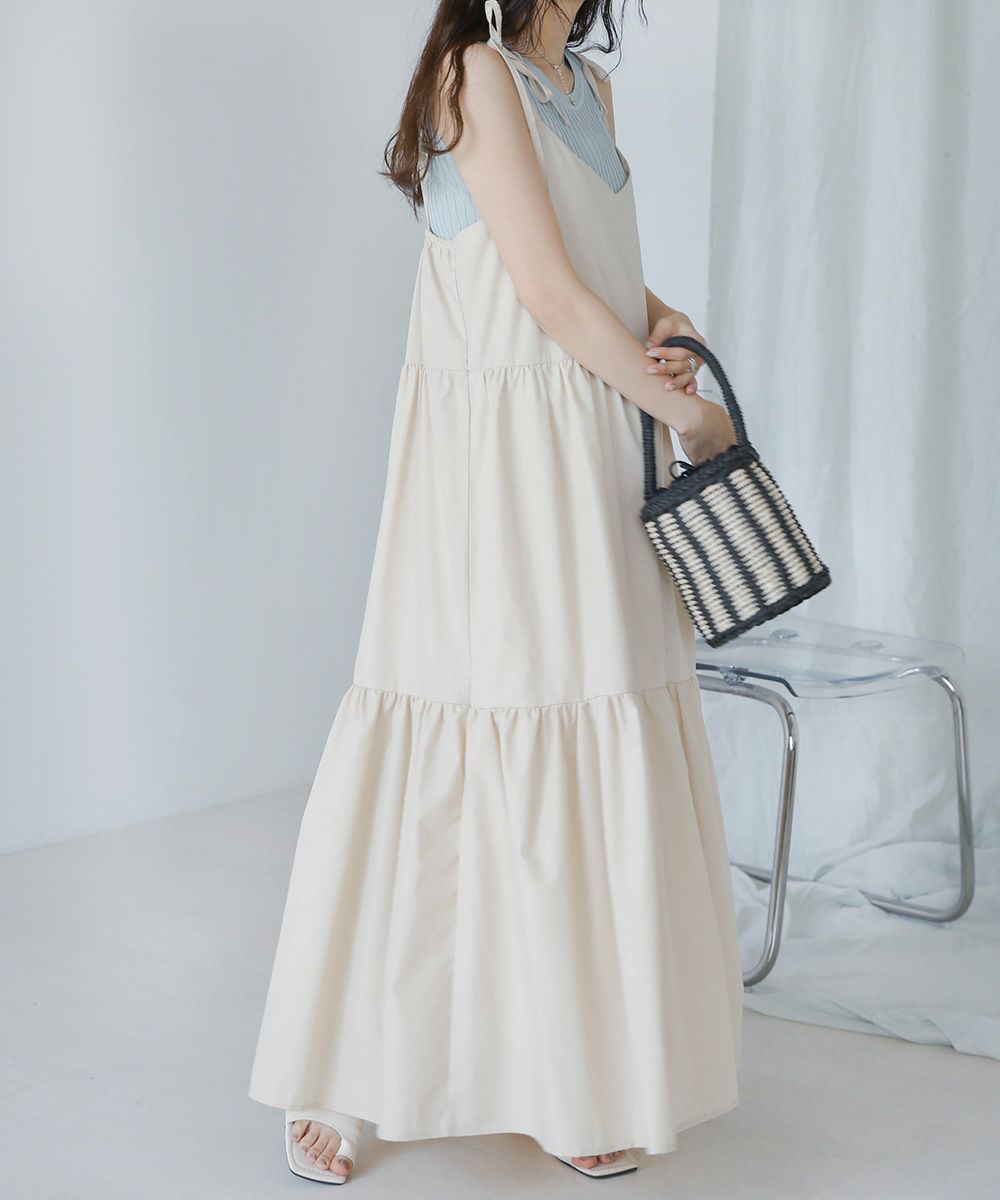 日本 Bou Jeloud - 可愛綁帶層次吊帶裙/洋裝-淺粉