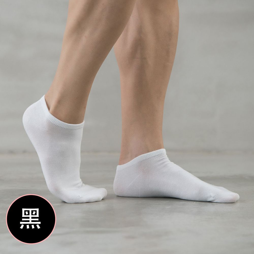 貝柔 Peilou - 抑菌萊卡消臭嫩足襪-船型襪XL(男加大-6雙組)-黑色 (26-28cm)