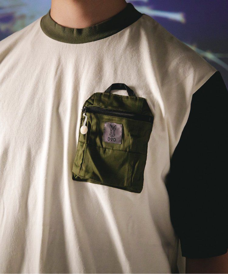 日本 BREEZE - 聯名款 夜光拉鍊大口袋短袖上衣(大人)-撞色-白