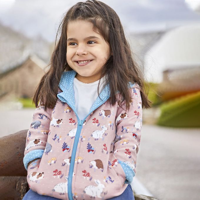 英國 JoJo Maman BeBe - 雙面穿100%純棉保暖連帽外套-天竺鼠