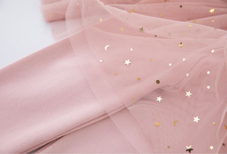 FANMOU - 假兩件亮片紗裙褲裙-星星亮片-黑色