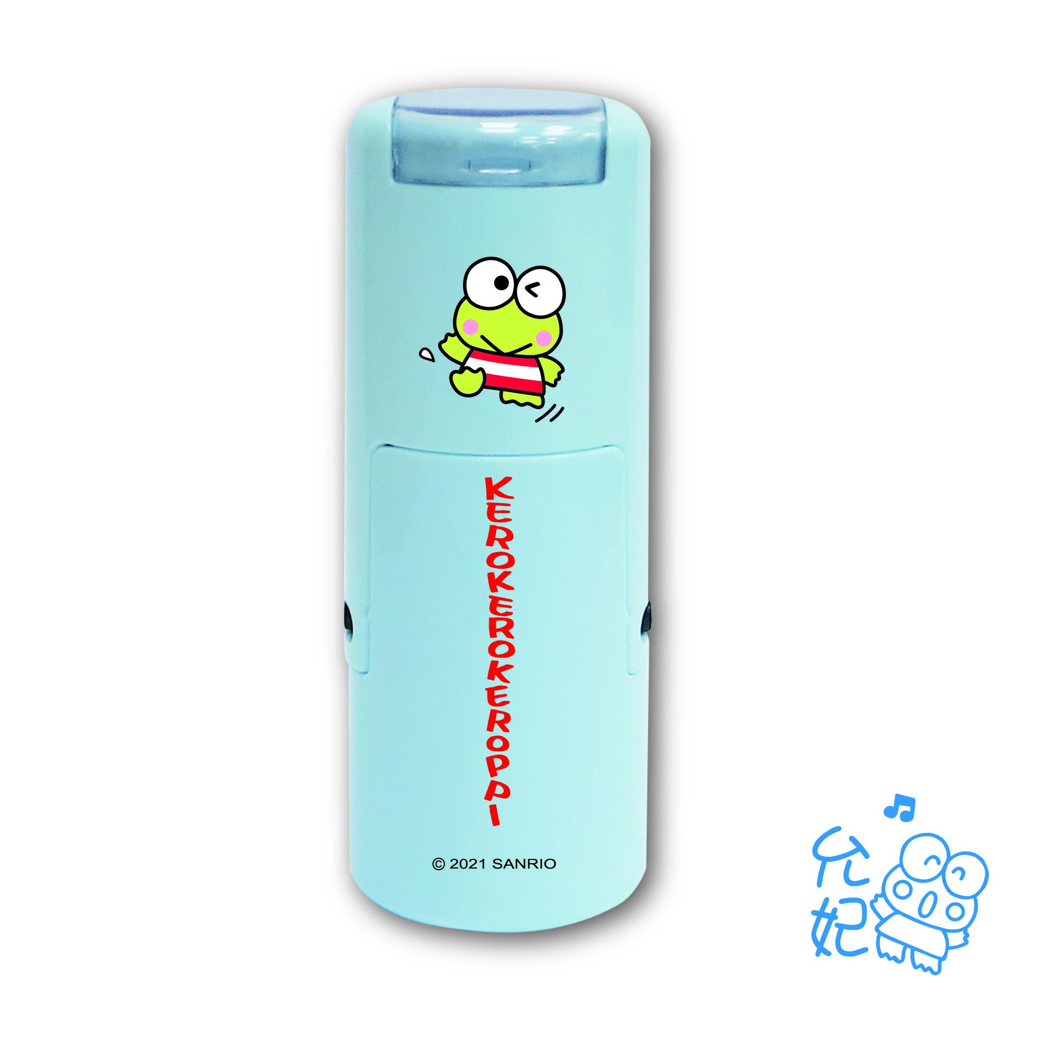 吉祥刻印 - 大眼蛙橡皮事務回墨印章-藍色墨-印面尺寸:圓形直徑1.2cm (印面尺寸:圓形直徑1.2cm)