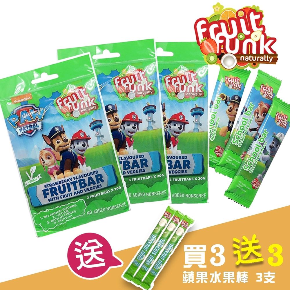FRUIT FUNK - 汪汪隊-蔬果棒3包組(3小條/包)-贈XXL蘋果水果棒(效期2021-03-23)3條