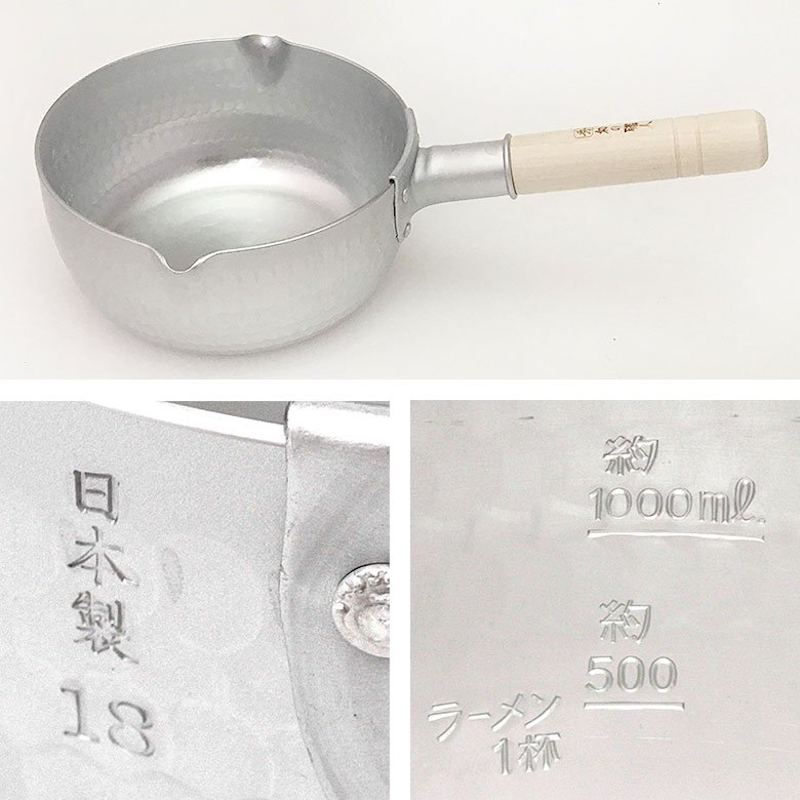 日本谷口金屬 - 日製雪平鍋鎚目含刻度紋附掛勾-不銹鋼 (18CM)