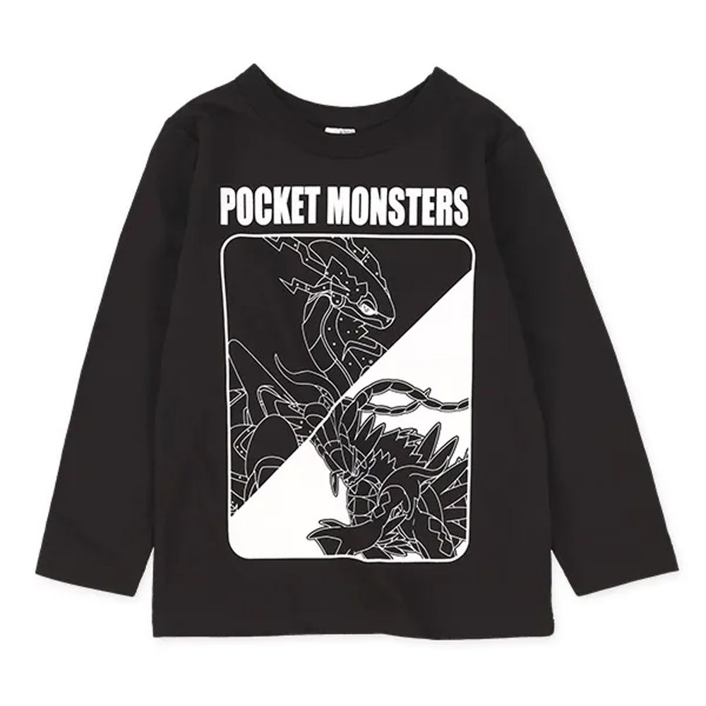 卡通人物寶可夢印花長袖上衣-朱/紫-黑