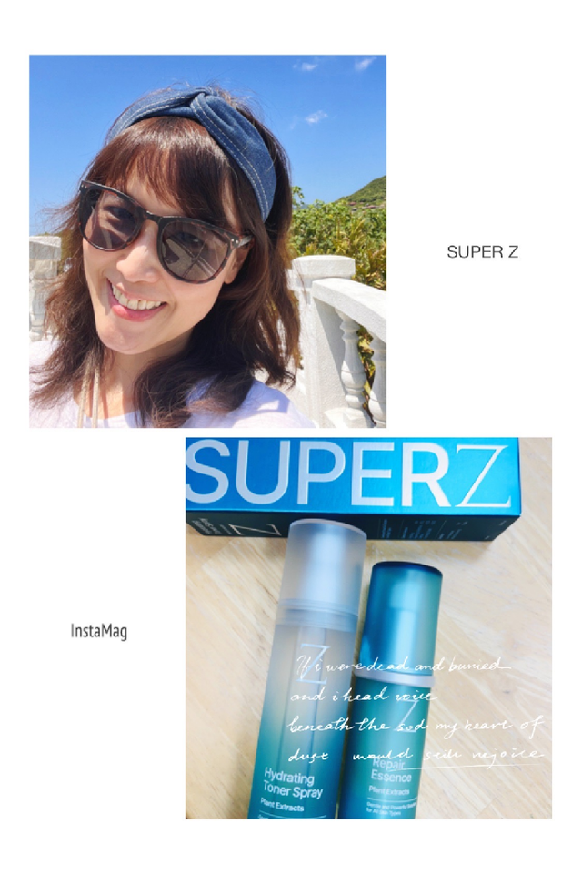Z研是台灣品牌，從包裝到內容物都可以感受到品牌的用心經營，真空瓶的設計容易讓使用量一目瞭然；植萃氣味淡雅，修復噴霧與精華在肌膚上吸收迅速，白天使用後妝容服貼不起屑不浮粉；睡前使用化妝水和精華液後，我在家習慣再加上醫美品牌保濕乳霜，但家庭出遊時就只帶了本次體驗的產品，沒想到保濕度也不差，成效令人驚喜！