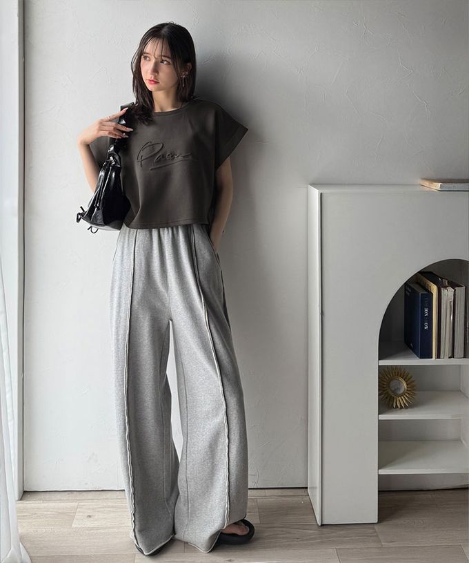 日本 Classical Elf - Java 低調logo印花寬短袖上衣-淺灰