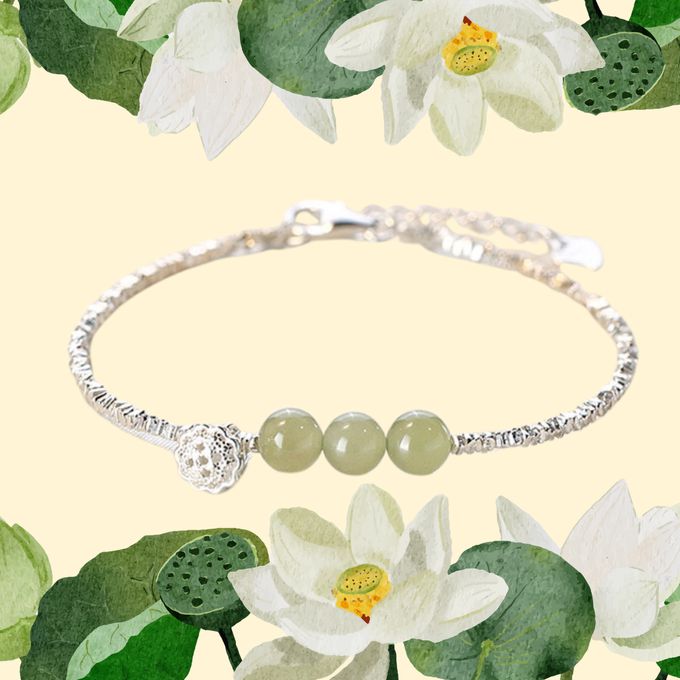 新年好事蓮蓮碎銀子和田玉蓮蓬手鏈 新年開運手鏈