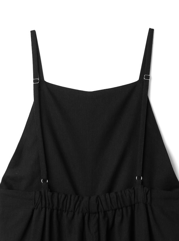 日本 GRL - 簡約棉麻透氣吊帶褲-黑