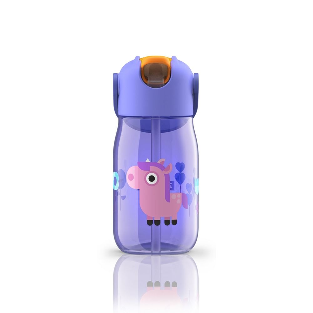 美國 ZOKU - 兒童彈出式吸管冷水壼-紫色 (7x7x17.5cm)-400ml