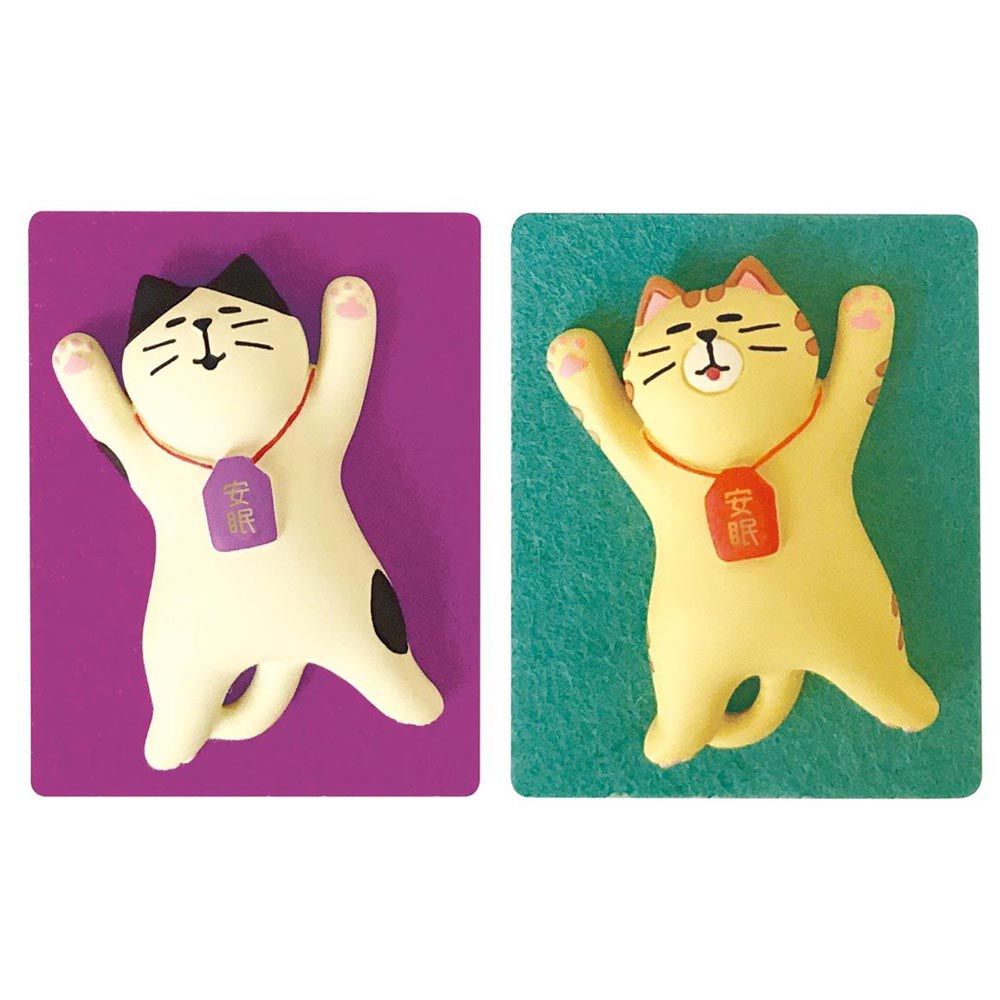 日本 Decole - 可愛安眠御守小擺飾2入組-賓士貓+胖橘貓