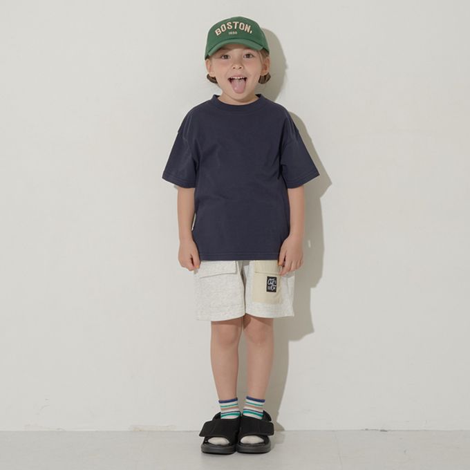 日本 b-ROOM - [低價]純棉柔軟素色T恤-炭灰