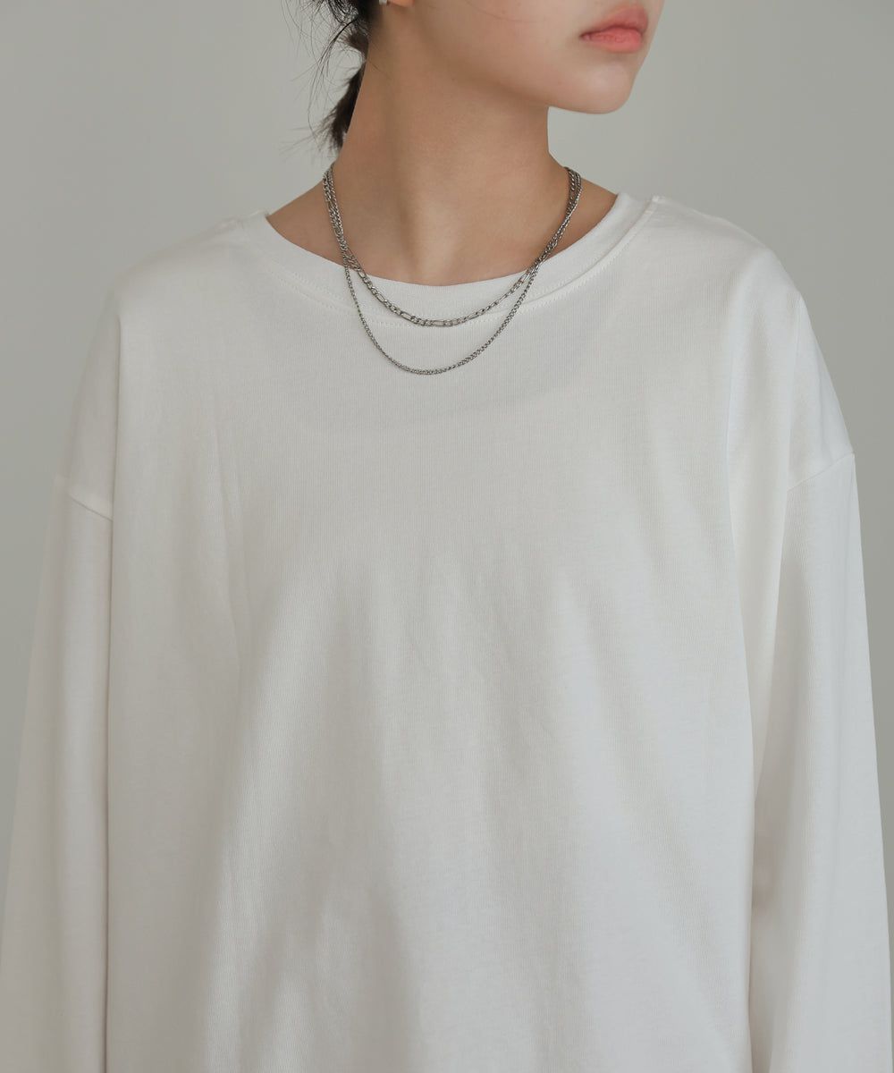 日本 Bab - 100%棉 寬鬆落肩印花長T-深灰