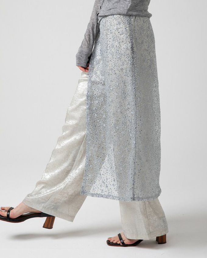 日本 gleam - [疊穿高手]閃亮光澤薄紗半片裙-銀