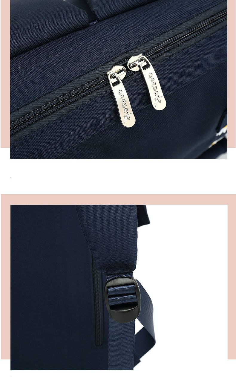 簡約大容量開口書包-小雛菊-黑色 (42.5x30.5x19cm)