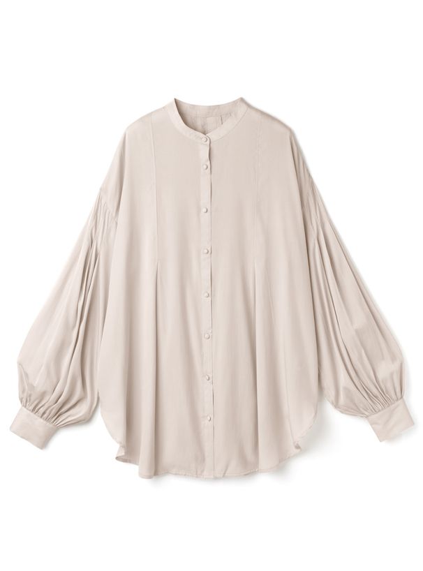 日本 GRL - 飄逸柔軟澎澎袖長版襯衫-奶油黃 (F)