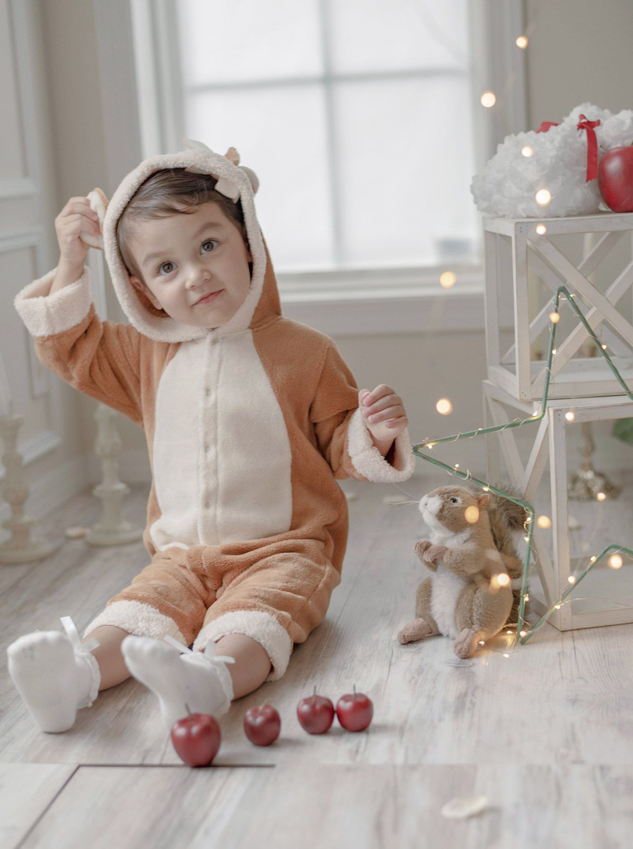 日本 Catherine Cottage - 可愛絨毛連帽聖誕造型服-馴鹿洋裝