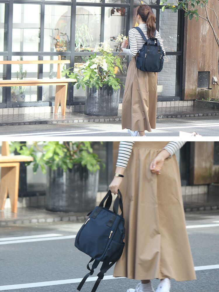 日本代購 - [樂天NO.1] 美型多夾層收納後背包/媽媽包-深海藍 (29x26x14cm)