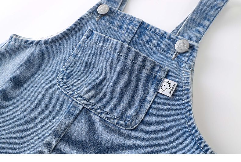 卡通SNOOPY吊帶牛仔連身短裙-小小SNOOPY-藍色