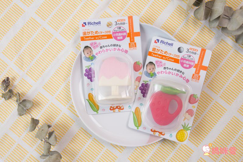 日本 Richell 利其爾 - 咬咬固齒器_(附盒)-魔力菇-紅/白 (6x4x8cm)-3m以上適用