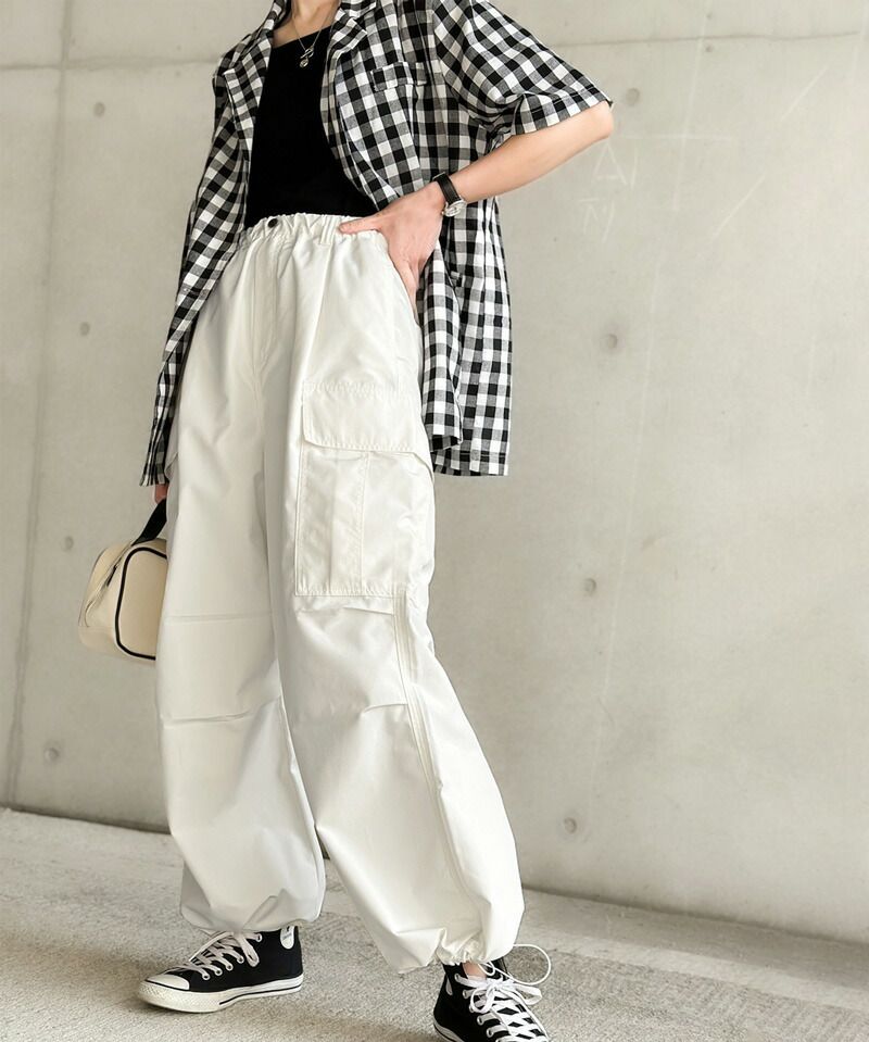 日本 Classical Elf - 美式休閒多口袋抽繩工裝褲-軍綠